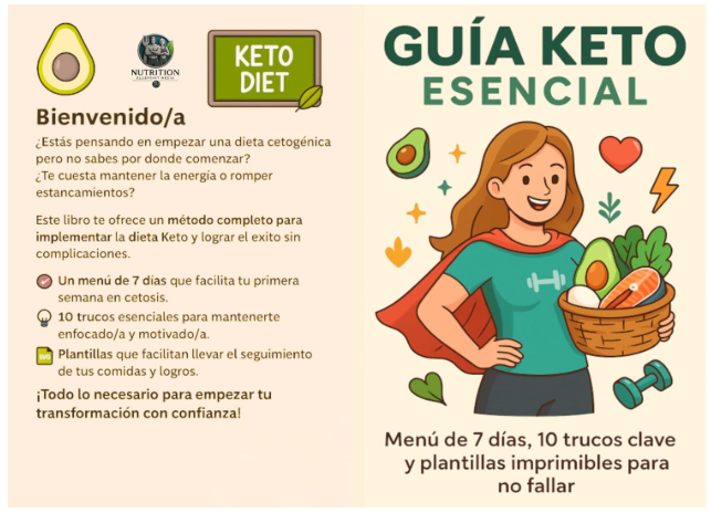 Guía Keto Esencial: Menú de 7 días, 10 trucos clave y plantillas imprimibles para no fallar